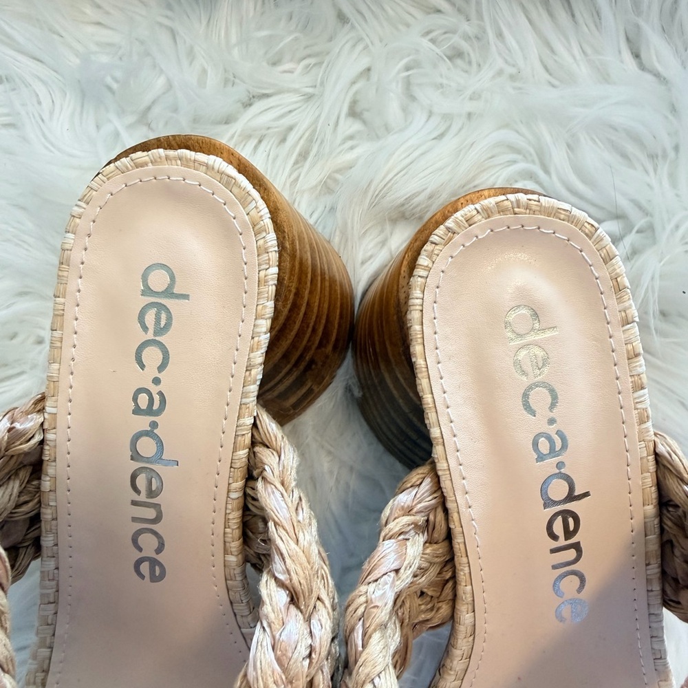 DDecadence Woven Raffia Knot Sandals Natural Braided Slide Brazil Size 6 - Picture 8 of 9